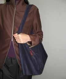 POTE（ポテ）の「0007 Layered Pouch Hobo Bag_Corduroy Navy（ショルダーバッグ）」