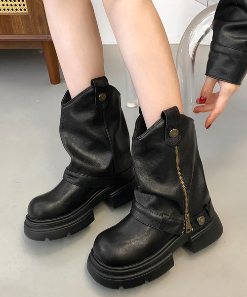 MAISON DE THERESE(メゾン ド テレーズ)の「防寒 厚底 レトロ マーチンブーツ(ブーツ・レディース・ブラウン/ブラック/アイボリー・22.5cm/23cm/23.5cm/24cm)」の1枚目の写真