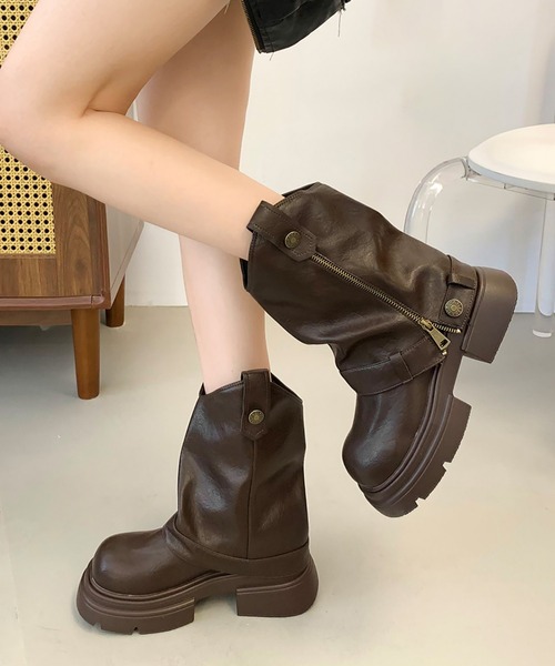 MAISON DE THERESE(メゾン ド テレーズ)の「防寒 厚底 レトロ マーチンブーツ(ブーツ・レディース・ブラウン/ブラック/アイボリー・22.5cm/23cm/23.5cm/24cm)」の21枚目の写真