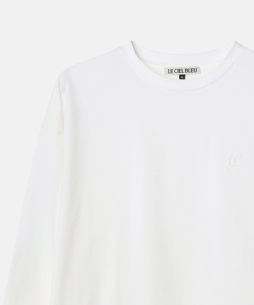 LE CIEL BLEU(ルシェルブルー)の「LEエンブロイダリーロングT / LE Embroidery Long T(Tシャツ/カットソー・レディース・ブラック/オフホワイト・36)」の4枚目の写真