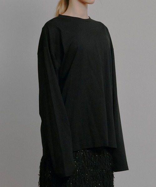 LE CIEL BLEU(ルシェルブルー)の「LEエンブロイダリーロングT / LE Embroidery Long T(Tシャツ/カットソー・レディース・ブラック/オフホワイト・36)」の8枚目の写真