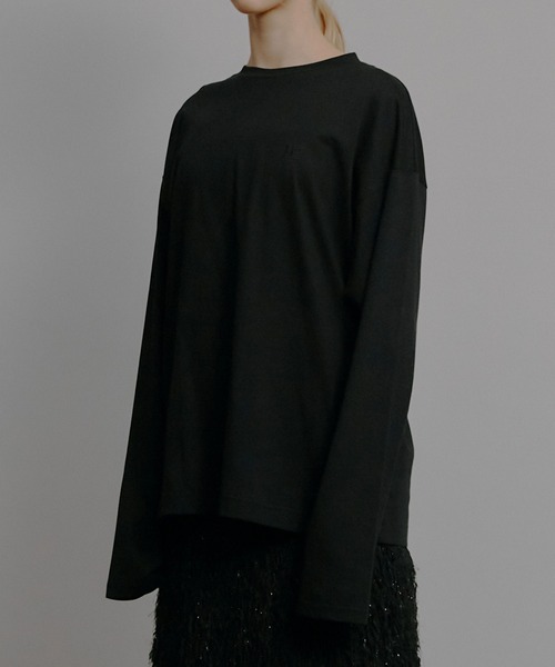 LE CIEL BLEU(ルシェルブルー)の「LEエンブロイダリーロングT / LE Embroidery Long T(Tシャツ/カットソー・レディース・ブラック/オフホワイト・36)」の7枚目の写真