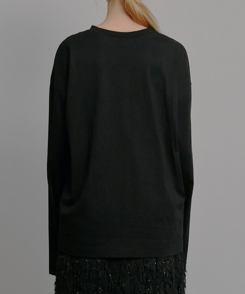 LE CIEL BLEU(ルシェルブルー)の「LEエンブロイダリーロングT / LE Embroidery Long T(Tシャツ/カットソー・レディース・ブラック/オフホワイト・36)」の10枚目の写真