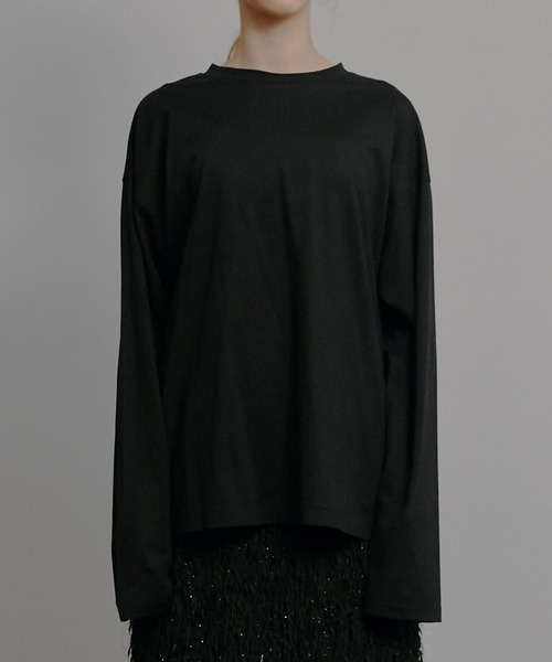 LE CIEL BLEU(ルシェルブルー)の「LEエンブロイダリーロングT / LE Embroidery Long T(Tシャツ/カットソー・レディース・ブラック/オフホワイト・36)」の9枚目の写真