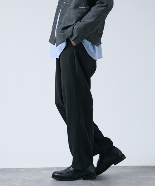B.C STOCK（ベーセーストック）の「《追加》LANATEC(R) ウーステッドサージ イージーパンツ（スラックス・メンズ・ブラック/チャコールグレー・MEDIUM/LARGE）」の5枚目の写真
