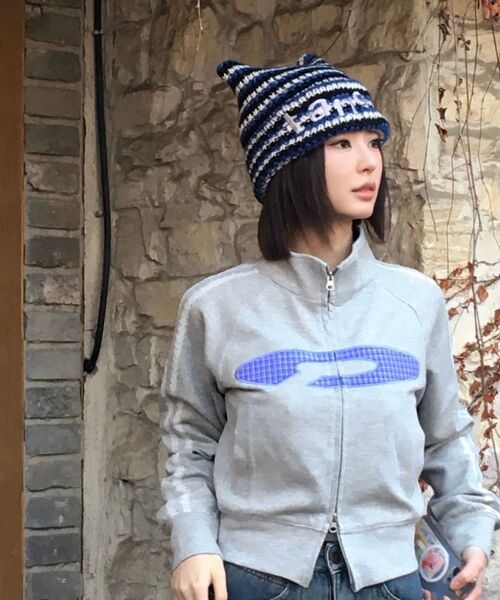 FDR(エフディーアール)の「Vintage Check Applique Track Zip-Up Navy(ナイロンジャケット・レディース・ネイビー・FREE)」の14枚目の写真