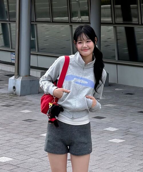 FDR(エフディーアール)の「Vintage Check Applique Track Zip-Up Navy(ナイロンジャケット・レディース・ネイビー・FREE)」の7枚目の写真