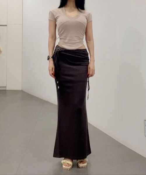 PLEASENOFOLLOW(プリーズノーフォロー)の「Moss Eyelet Shirring Long Skirt (Ash Charcoal)(スカート・レディース・その他・SMALL/MEDIUM)」の10枚目の写真