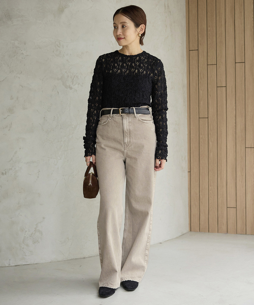 IENA（イエナ）の「upper hights/アッパーハイツ 別注 THE NIECE デニムパンツ（デニムパンツ・レディース・ベージュ/ブルー・22/26/25/24/23）」の3枚目の写真