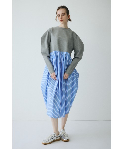 HeRIN.CYE(ヘリンドットサイ)の「Docking shirt dress ドッキングシャツドレス(ワンピース・レディース・グレー/レッド/ネイビー・FREE)」の2枚目の写真
