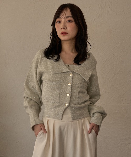 新品 mideal グリッターニットアンサンブル セール】glitter knit ensemble / グリッターニットアンサンブル