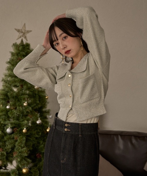 mideal グリッターニットアンサンブル セール】glitter melange knit ensemble / グリッターメランジニット