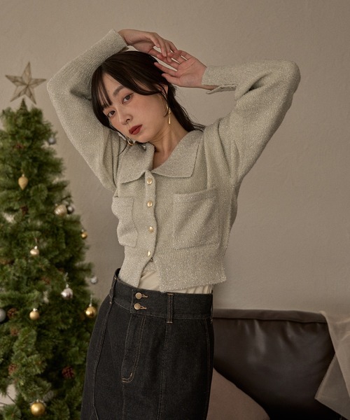 mideal（マイディール）の「glitter knit ensemble / グリッターニットアンサンブル（カーディガン/ボレロ・レディース・アイボリー/ブラウン/ピンク・FREE）」の17枚目の写真