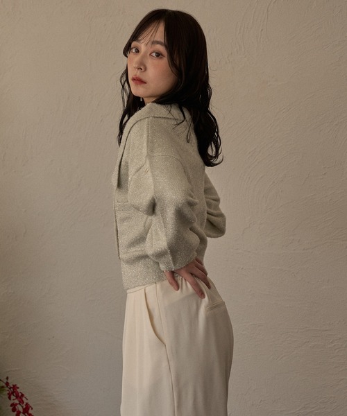 mideal（マイディール）の「glitter knit ensemble / グリッターニットアンサンブル（カーディガン/ボレロ・レディース・アイボリー/ブラウン/ピンク・FREE）」の21枚目の写真