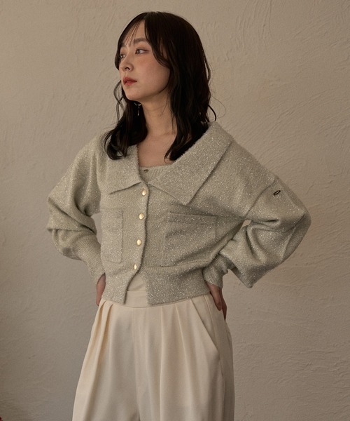 mideal（マイディール）の「glitter knit ensemble / グリッターニットアンサンブル（カーディガン/ボレロ・レディース・アイボリー/ブラウン/ピンク・FREE）」の20枚目の写真