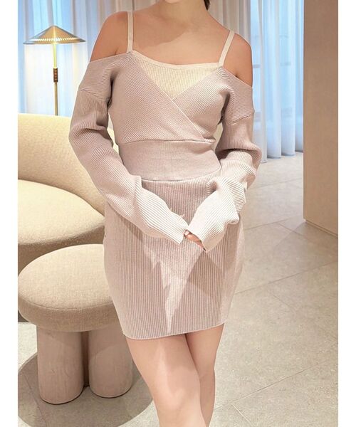 RESEXXY(リゼクシー)の「レイヤードニットワンピース(ワンピース・レディース・ブラック/ブルー/ベージュ・FREE)」の1枚目の写真