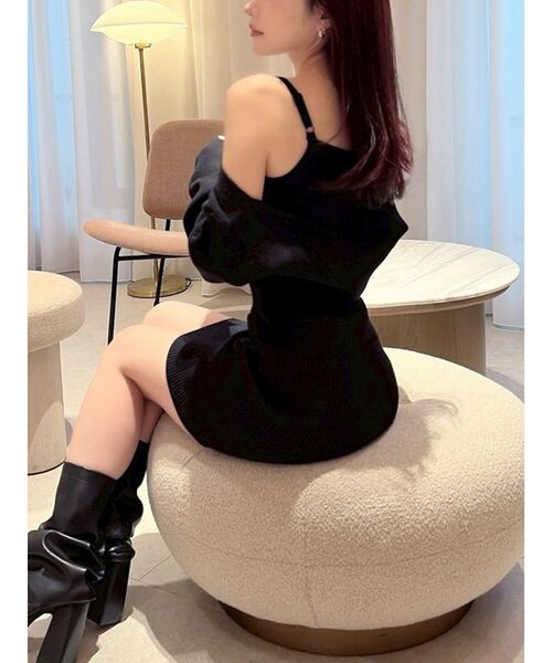 RESEXXY(リゼクシー)の「レイヤードニットワンピース(ワンピース・レディース・ブラック/ブルー/ベージュ・FREE)」の2枚目の写真