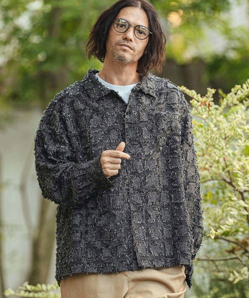 CAMBIO(カンビオ)の「ms6357- Fringe Check Shirts フリンジチェックシャツ(PF-261-011)(シャツ/ブラウス・メンズ・パープル/ネイビー/ブラック・L/M)」の4枚目の写真