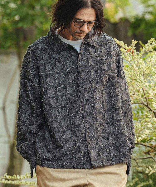 CAMBIO(カンビオ)の「ms6357- Fringe Check Shirts フリンジチェックシャツ(PF-261-011)(シャツ/ブラウス・メンズ・パープル/ネイビー/ブラック・L/M)」の6枚目の写真