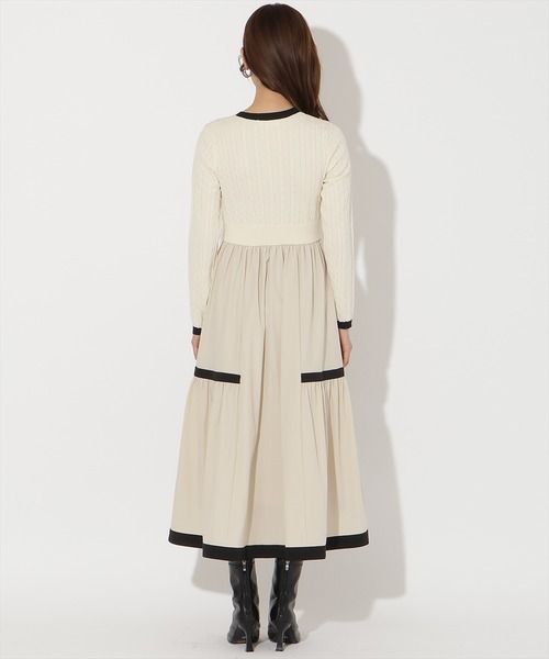 AND COUTURE(アンドクチュール)の「ケーブル編みニットドッキングワンピース(ワンピース・レディース・アイボリー/ブラック・FREE)」の6枚目の写真