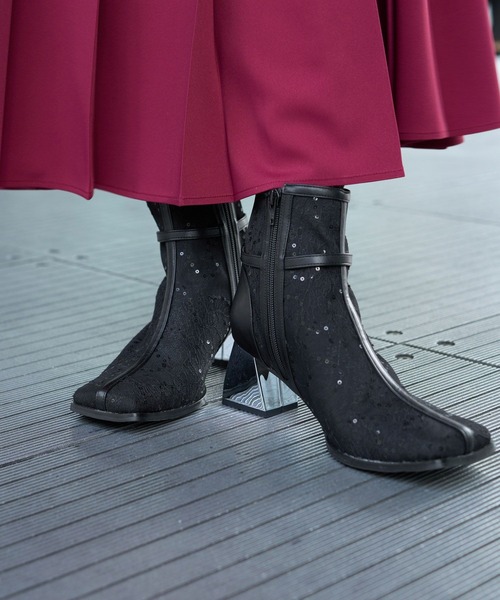 HARE(ハレ)の「レースチュールヒールブーツ(HARE)(ブーツ・レディース・ブラック系その他/ブラック・MEDIUM/LARGE)」の12枚目の写真