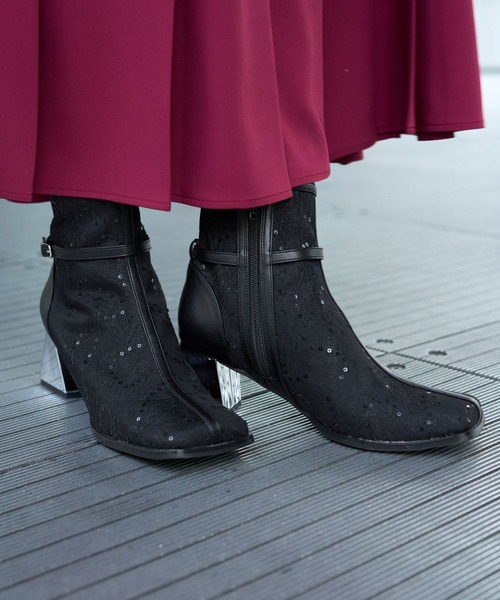 HARE(ハレ)の「レースチュールヒールブーツ(HARE)(ブーツ・レディース・ブラック系その他/ブラック・MEDIUM/LARGE)」の13枚目の写真