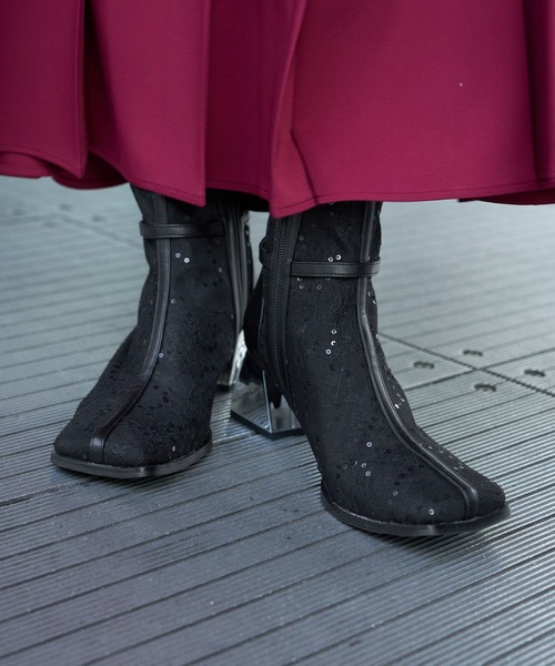 HARE(ハレ)の「レースチュールヒールブーツ(HARE)(ブーツ・レディース・ブラック系その他/ブラック・MEDIUM/LARGE)」の14枚目の写真