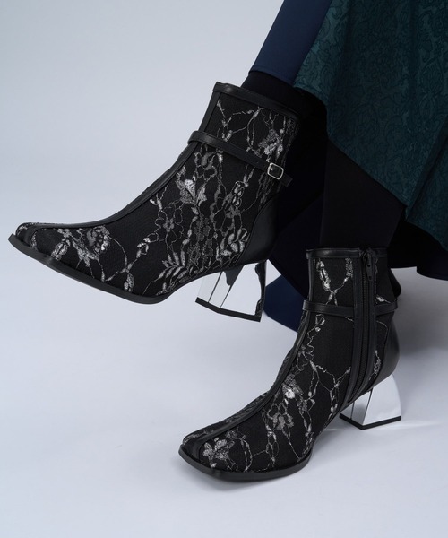 HARE(ハレ)の「レースチュールヒールブーツ(HARE)(ブーツ・レディース・ブラック系その他/ブラック・MEDIUM/LARGE)」の15枚目の写真