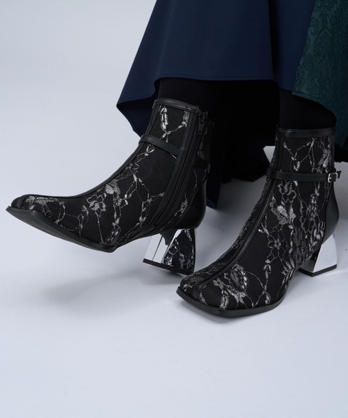 HARE(ハレ)の「レースチュールヒールブーツ(HARE)(ブーツ・レディース・ブラック系その他/ブラック・MEDIUM/LARGE)」の16枚目の写真