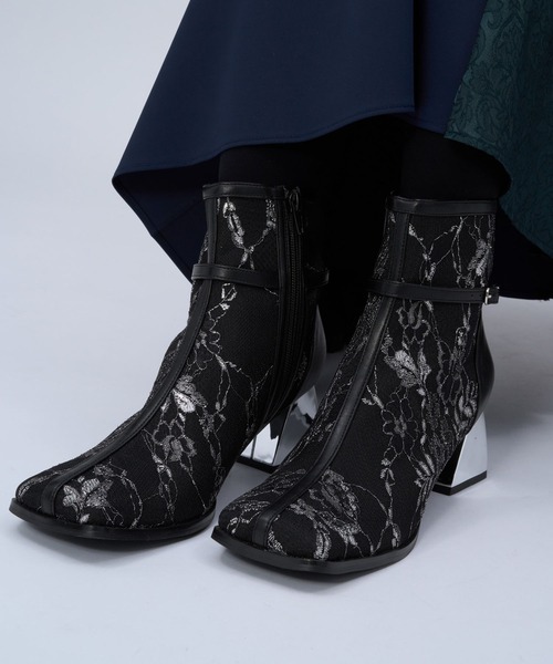 HARE(ハレ)の「レースチュールヒールブーツ(HARE)(ブーツ・レディース・ブラック系その他/ブラック・MEDIUM/LARGE)」の17枚目の写真