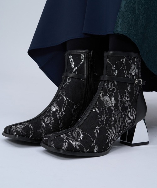 HARE(ハレ)の「レースチュールヒールブーツ(HARE)(ブーツ・レディース・ブラック系その他/ブラック・MEDIUM/LARGE)」の18枚目の写真