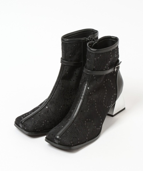 HARE(ハレ)の「レースチュールヒールブーツ(HARE)(ブーツ・レディース・ブラック系その他/ブラック・MEDIUM/LARGE)」の19枚目の写真