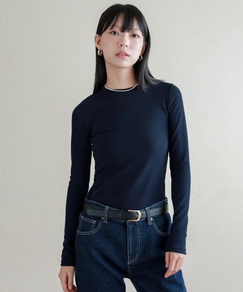 LOSSYROW(ロッシロー)の「Lossy Layered long-sleeved T-shirt_navy(Tシャツ/カットソー・レディース・その他・FREE)」の2枚目の写真