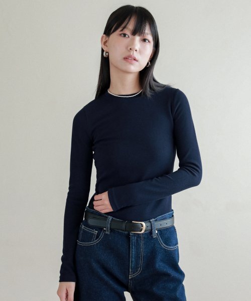 LOSSYROW(ロッシロー)の「Lossy Layered long-sleeved T-shirt_navy(Tシャツ/カットソー・レディース・その他・FREE)」の4枚目の写真