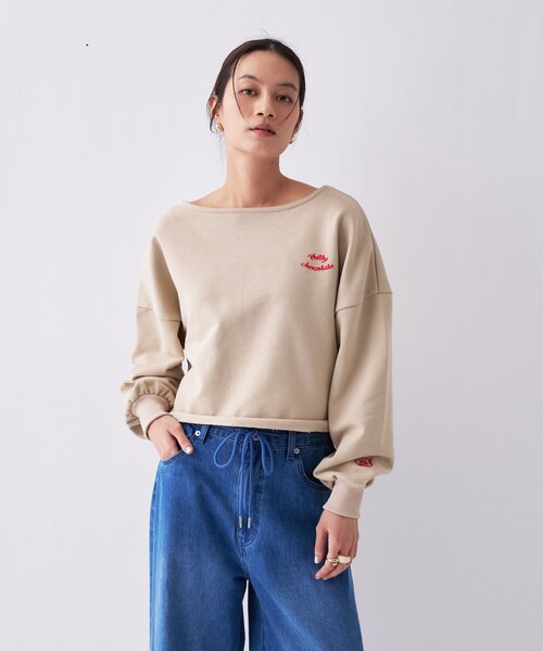 cloenc（クロエンス）の「【Philly chocolateコラボ】キャットモチーフ2wayスウェット（スウェット・レディース・ベージュ系/グレー系5/ネイビー系・02）」の2枚目の写真