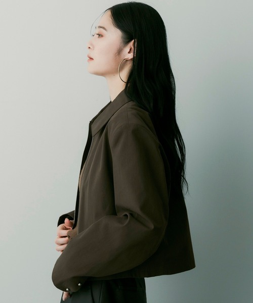 SERENO(セレーノ)の「クロップドジップジャケット(その他アウター・レディース・ダークブラウン/ブラック・ONESIZE)」の5枚目の写真