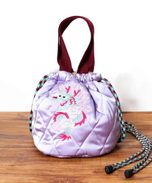 HOUSTON(ヒューストン)の「HOUSTON woman ヒューストン ウーマン CAT ALASKA EMB QUILTING EFECT BAG 猫 ネコ 龍 アラスカ 動物 刺繍 キルティング エフェクトバッグ 巾着バッグ(ショルダーバッグ・レディース・ラベンダー/ピンク/レッド/オリーブ/イエロー/ネイビー・FREE)」の18枚目の写真