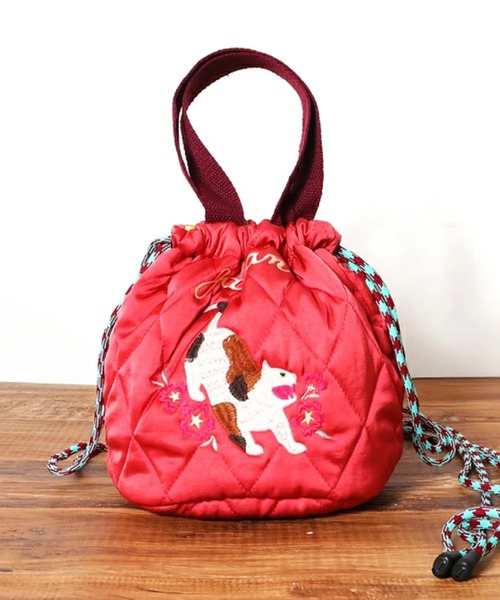 HOUSTON(ヒューストン)の「HOUSTON woman ヒューストン ウーマン CAT ALASKA EMB QUILTING EFECT BAG 猫 ネコ 龍 アラスカ 動物 刺繍 キルティング エフェクトバッグ 巾着バッグ(ショルダーバッグ・レディース・ラベンダー/ピンク/レッド/オリーブ/イエロー/ネイビー・FREE)」の19枚目の写真