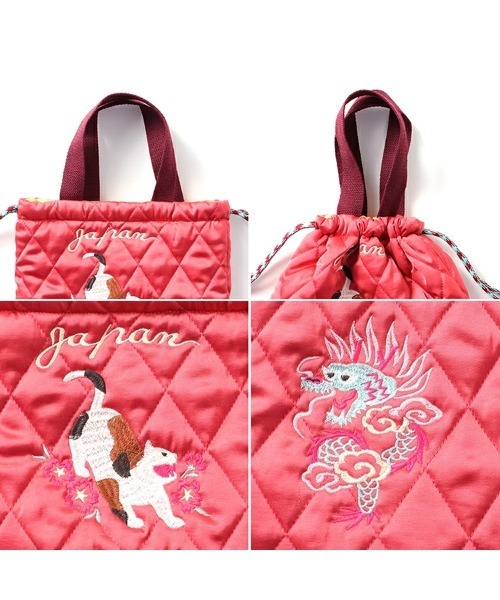 HOUSTON(ヒューストン)の「HOUSTON woman ヒューストン ウーマン CAT ALASKA EMB QUILTING EFECT BAG 猫 ネコ 龍 アラスカ 動物 刺繍 キルティング エフェクトバッグ 巾着バッグ(ショルダーバッグ・レディース・ラベンダー/ピンク/レッド/オリーブ/イエロー/ネイビー・FREE)」の21枚目の写真