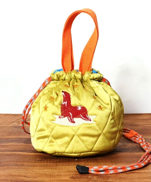 HOUSTON(ヒューストン)の「HOUSTON woman ヒューストン ウーマン CAT ALASKA EMB QUILTING EFECT BAG 猫 ネコ 龍 アラスカ 動物 刺繍 キルティング エフェクトバッグ 巾着バッグ(ショルダーバッグ・レディース・ラベンダー/ピンク/レッド/オリーブ/イエロー/ネイビー・FREE)」の12枚目の写真