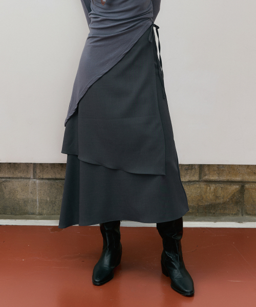 REF DOUBLE WRAP SKIRT BLUE GREEN