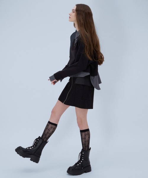 HARE（ハレ）の「シャツドッキングVネックハイゲージニット(HARE)（ニット/セーター・レディース・ブラック/グレー/ブルー系その他/ピンク・FREE）」の6枚目の写真