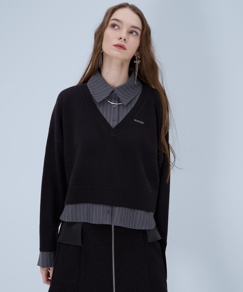 HARE（ハレ）の「シャツドッキングVネックハイゲージニット(HARE)（ニット/セーター・レディース・ブラック/グレー/ブルー系その他/ピンク・FREE）」の11枚目の写真