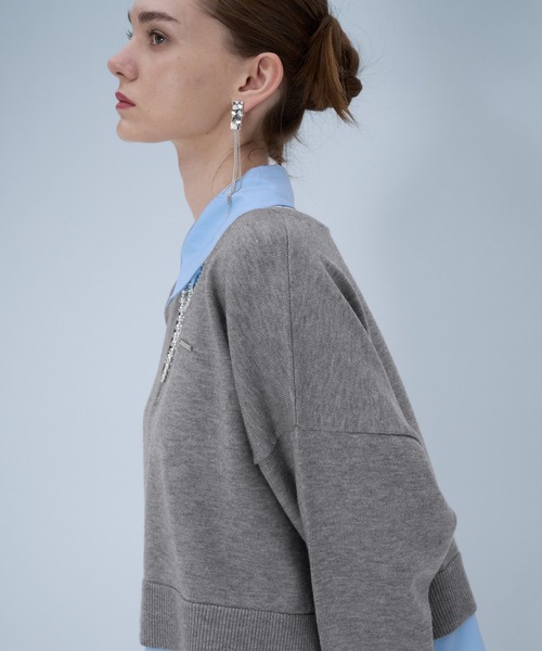 HARE（ハレ）の「シャツドッキングVネックハイゲージニット(HARE)（ニット/セーター・レディース・ブラック/グレー/ブルー系その他/ピンク・FREE）」の16枚目の写真