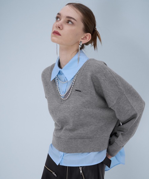 HARE（ハレ）の「シャツドッキングVネックハイゲージニット(HARE)（ニット/セーター・レディース・ブラック/グレー/ブルー系その他/ピンク・FREE）」の17枚目の写真