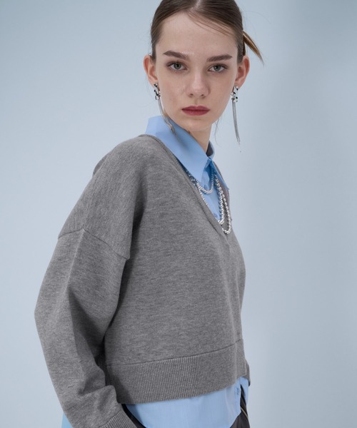 HARE（ハレ）の「シャツドッキングVネックハイゲージニット(HARE)（ニット/セーター・レディース・ブラック/グレー/ブルー系その他/ピンク・FREE）」の15枚目の写真