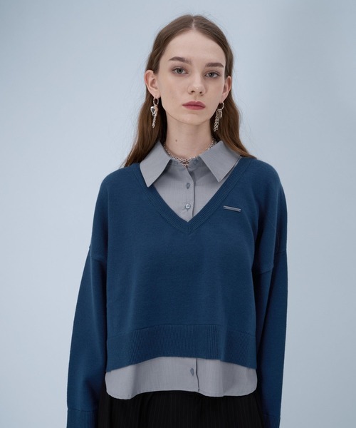 HARE（ハレ）の「シャツドッキングVネックハイゲージニット(HARE)（ニット/セーター・レディース・ブラック/グレー/ブルー系その他/ピンク・FREE）」の18枚目の写真