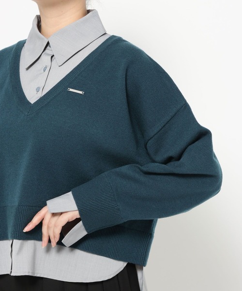【値下げ日曜まで】ニット セーター シャツドッキングVネックニット(HARE) シャツドッキングVネックニット(HARE)（ニット/セーター）｜HARE（ハレ