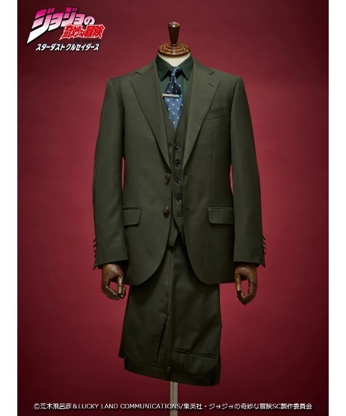 Perfect Suit FActory（パーフェクトスーツファクトリー）の「アニメ『ジョジョの奇妙な冒険 スターダストクルセイダース』セットアップジャケット【花京院典明】（スーツジャケット・メンズ・グリーン・SS/S/M/L/LL/3L）」の4枚目の写真
