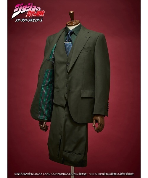 Perfect Suit FActory（パーフェクトスーツファクトリー）の「アニメ『ジョジョの奇妙な冒険 スターダストクルセイダース』セットアップジャケット【花京院典明】（スーツジャケット・メンズ・グリーン・SS/S/M/L/LL/3L）」の5枚目の写真